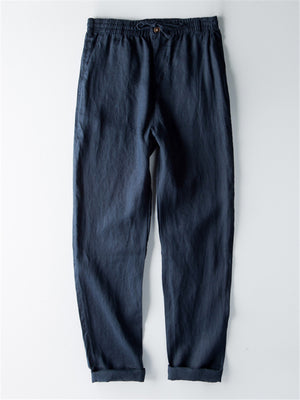Thin Loose Linen Drawstring Solid Color Pants