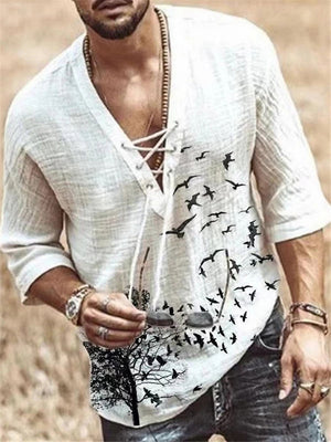 Men's Printed V-Neck Half Sleeve Shirts
