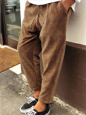Winter Super Warm Corduroy Straight Leg Drawstring Pants for Men
