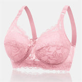 Women's Push Up Comfortable Floral Lace Bras - Pink