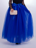 Pretty Trendy Solid Color 7 Layers One Size Long Tulle Skirts For Women