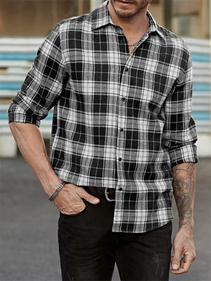 Men's Leisure Long Sleeved Button Up Plaid Shirts