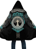 New Fashion Unisex Casual Warm Printed Thick Fleece Hooded Cloak