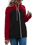 Women's Sports Non-Hooded Contrast Color Zipper Sweatshirt