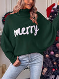 Women's Cute Comfort Bat Sleeve High Neck Christmas Sweaters