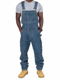 Men's Multi-Pocket Washed Effect Loose Denim Jumpsuit Overalls