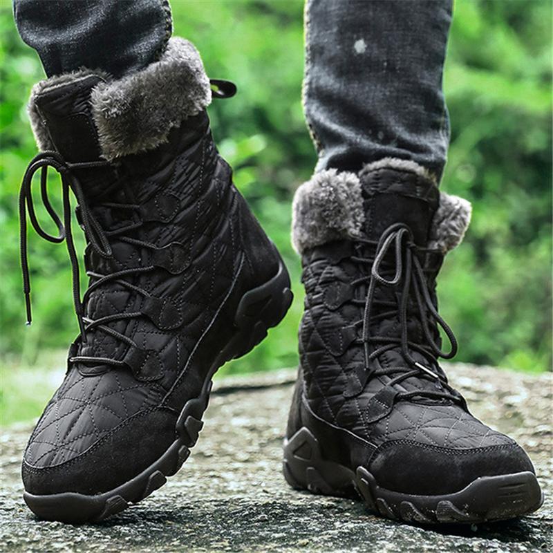 Mens Cozy Warm Genuine Leather Outdoor Snow Boots