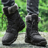 Mens Cozy Warm Genuine Leather Outdoor Snow Boots