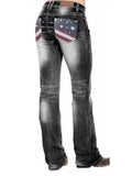 Fashion American Flag Stretch Jeans for Women