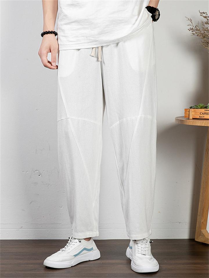 Retro Style Loose Cotton And Linen Casual Men's Plus Size Trousers