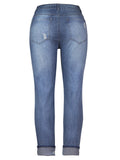 Classic Ripped Frayed Stretch Mid-Rise Jeans