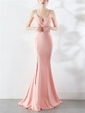 Stunning Wrap Neck Backless Sweep Train Strappy Dress for Evening Party