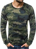 Easy Fit Camouflage Round Neck Long Sleeve Pullover Shirt