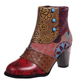 Amazing Retro Ethnic Style Splice Spika Heels Ladies Ankle Boots