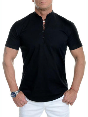 Men's Mandarin Collar Short Sleeve Henley Shirts