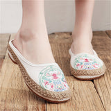 Casual Flat Heel Floral Embroidered Slippers