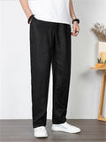 Men's Front Zipper Design Stylish Loose Straight-Leg Pants