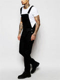 Autumn Simple Cool Men's Black Denim Overalls