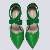 Chic Fashion Green Cross Straps Pumps For Ladies
