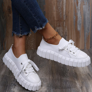 Fashion Thick Sole Round Toe Lace-Up Leisure Shoes