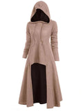 Relaxed Fit Drawstring Hooded Stretchy High Low Pullover Cloak Dress