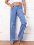 Women's Campus Style Fashion Youth Straight-Leg Denim Jeans