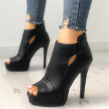 Stylish Peep Toe Platform Back Zipper Stilettos High Heels