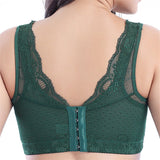 Comfort Deep Plunge Side Support Wireless Busty Lace Bras - Green