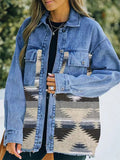 Women's Casual AZTEC Pattern Denim Jackets