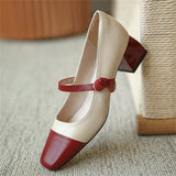Elegant Contrast Color Mary Jane Shoes For Women