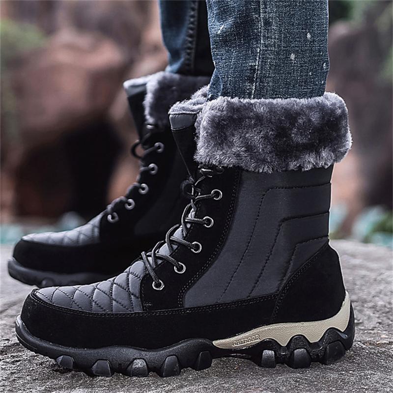 Men's Lace-Up Plush High-Top Winter Snow Boots
