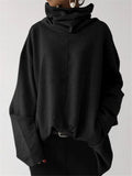 Loose Fit High Neck Long Sleeve Thicken Pullover Casual Sweatshirt