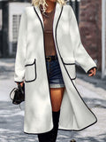 Comfy Chic Contrast Color Lapel Female Long Coats