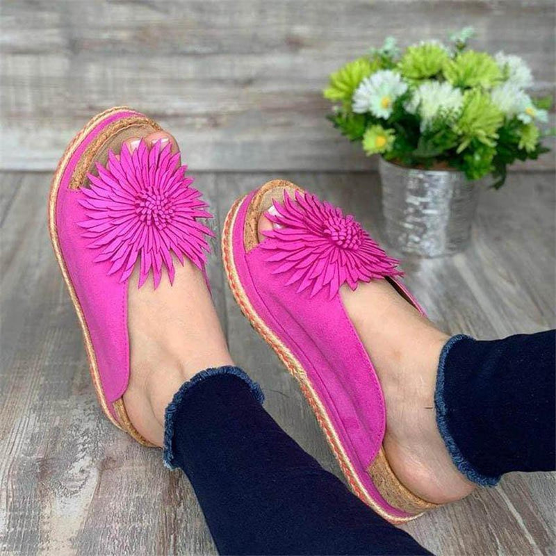 Women Elegant Flower Slip On Sandals