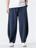 Men's Loose Comfy Solid Color Elastic Waist Cotton Pants