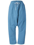 Casual Style Elastic Waist Band Drawstring Pocket Harem Pants