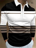 Modern Skinny Fit Long Sleeve Zipper Men's Polo Shirts