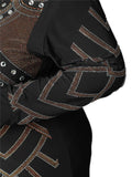 Black Round Neck Geometric Rhinestones Decorated Dress