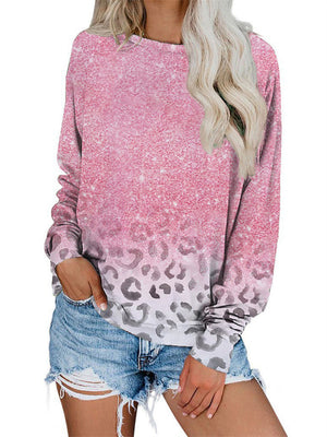 Sweet Lady Pink Shiny Tie-dye Pullover Tops