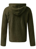 Mens Stylish Solid Color Zipper Woollen Sweater With Hood