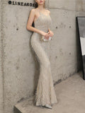 Shiny Halter Neck Full Length Womens Ball Dresses