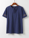 Graphic Print Lightweight 2-Piece Outfit Button T-Shirt + Drawstring Waistband Shorts
