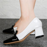 Thick Heel Square Toe Contrast Color High Heels