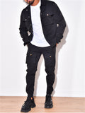 Men's Fashion Handsome 2PCS Suits Cargo Jacket Trousers