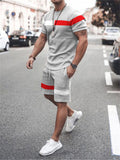 Men's Contrast Color Short Sleeve Sporty Tracksuit