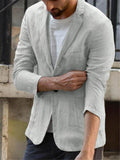 Men's Slim Fit Lapel Collar Casual Linen Blazer Jacket