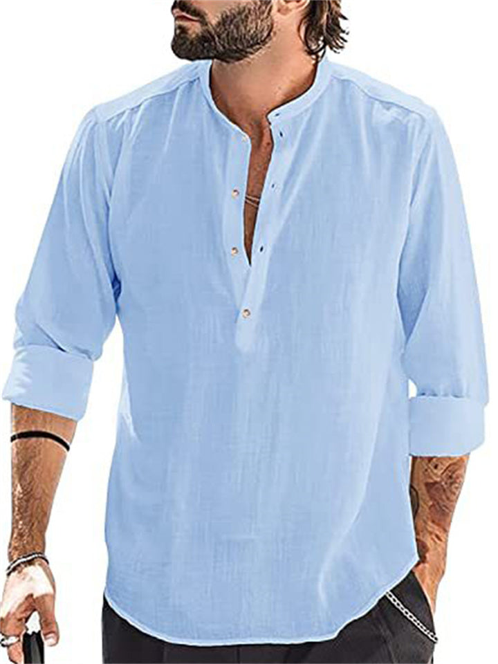 Men's Beach Shirts with Stand Collar
