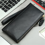 Men's Double Zipper Clutch Soft Leather Business Casual Wallet