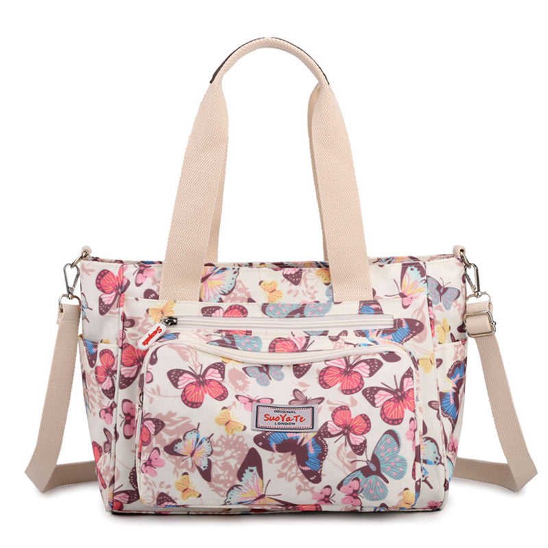 Beautiful Floral Print Nylon Waterproof Casual Lady Travel Shoulder Bag