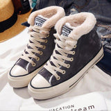 Womens Canvas Snow Sneakers Fur Lined Shoes